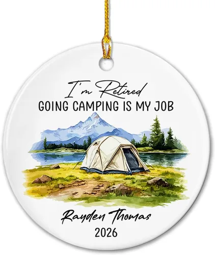 Miniatura 17 de Adorno de cerámica personalizado de jubilación Navidad 2026, A Wise Man Once Said I'm Outta Here & He Lived Happily Ever After, adorno de cerámica