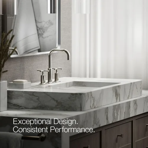 Miniatura 5 de Kohler K-14410-4-BGD Purist - Grifo para lavabo de baño con manijas de palanca baja y boquilla baja, 14406-3-SN Níquel pulido vibrante