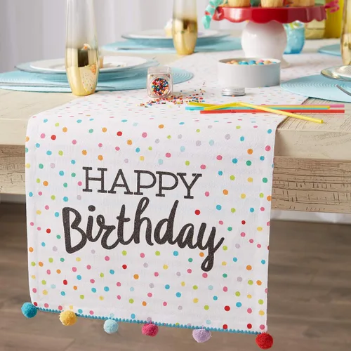 Miniatura 5 de DII Colección Happy Birthday Confeti, camino de mesa reversible, 14 x 72 pulgadas