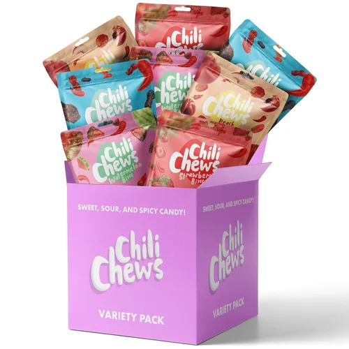 Miniatura 10 de Chili Chews Bocados de caramelo con gran sabor dulce, luego agridulce y picante, bocadillos para todas las edades, la combinación perfecta de dulce