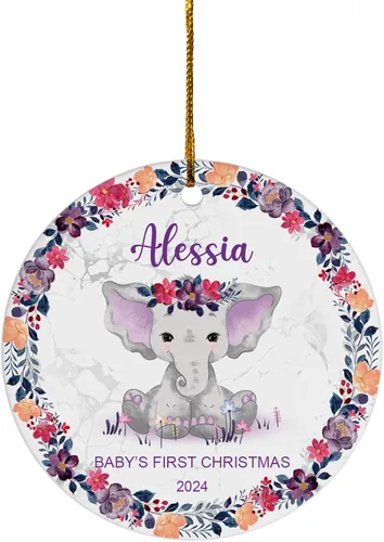 Miniatura 17 de FLOCHIL Adorno personalizado para la primera Navidad del bebé 2024 para niña, adorno personalizado de primera Navidad para bebés 2024 con nombre