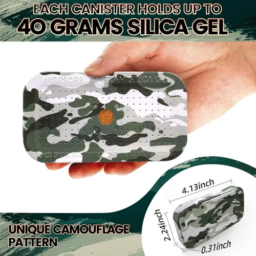 Miniatura 3 de Wisesorb Deshumidificador de camuflaje seguro para pistola de 1.41 onzas, bolsas deshumidificadoras recargables, paquetes de gel de sílice