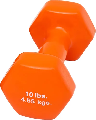 Miniatura 2 de CanDo Mancuerna con revestimiento de vinilo naranja, 10 libras, 1 unidad, peso de mano para entrenamiento muscular y entrenamientos