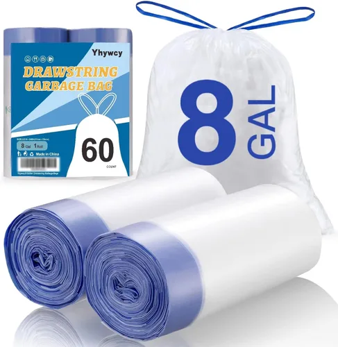 Miniatura 8 de Bolsa de basura de 8 galones con cordón mediano para botes de basura de 8 galones, cocina, dormitorio, baño, sala de estar, oficina, restaurante