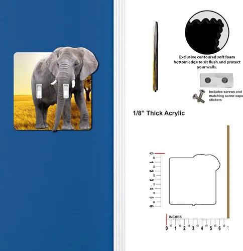 Miniatura 2 de Cubierta eléctrica acrílica decorativa de elefante - Interruptor de luz doble