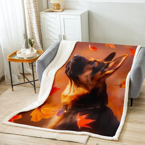 Miniatura 2 de Erosebridal Manta de forro polar de pastor alemán de 30.0 x 39.8 in, manta de cama botánica, manta de franela, para hombre y niño, amante del perro