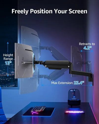 Miniatura 3 de MOUNTUP Soporte de pared para monitor para pantallas de 49, 45, 43, 40, 35, 32, 27 y 24 pulgadas, soporte de monitor de pared resistente, soporta