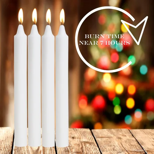 Miniatura 3 de Juego de 4 velas cónicas blancas portavelas de 7 ¾ (7.75 pulgadas) de alto x 3/4 pulgadas (0.75 pulgadas) de diámetro, para mesa de comedor, fiesta