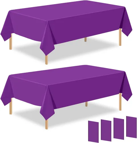 Miniatura 28 de Paquete de 2 manteles rectangulares desechables de plástico negro de 54 x 108 pulgadas, manteles de plástico negro para cumpleaños, bodas