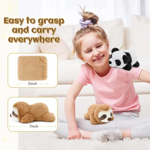 Miniatura 5 de Tezituor Juego de 2 juguetes magnéticos portátiles de peluche, imanes de hombro de 7 pulgadas, panda y perezoso, juego interactivo, regalo