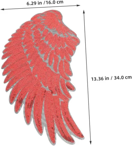 Miniatura 2 de Red Embroidered Sequin Angel Wings Patches 2 Pairs Iron-on Adhesive Backing Appliques for Clothing Backpacks Jackets DIY Craft Party Decorations