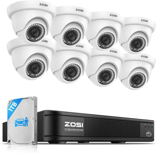 Miniatura 14 de ZOSI Cámara domo de seguridad HD de 2MP 1080P para exteriores e interiores, cámara CCTV de vigilancia resistente a la intemperie IP66