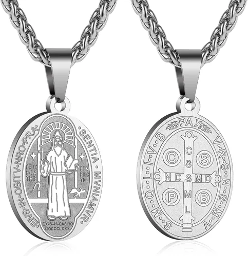 P. BLAKE Collar ovalado de San Cristóbal, Miguel, José, Jude/Virgen María/José/Francisco/Patrick/Anthony/Benedict/Thomas para hombres y mujeres,