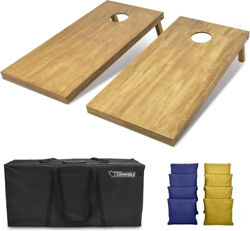 Miniatura 63 de GoSports 4 ft x 2 ft Regulation Size Wooden Cornhole Boards Set with Light Brown Finish - Includes Carrying Case and Bean Bags Negro- gris