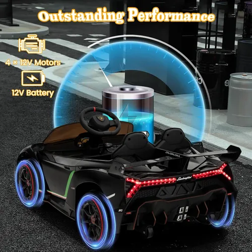Miniatura 9 de Costzon - Automóvil de paseo con licencia Lamborghini de 12 V, vehículo deportivo 4WD con batería eléctrica con control remoto, 3 velocidades