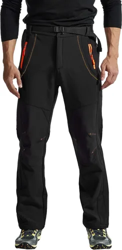 Miniatura 2 de TBMPOY - Pantalones de esquí de nieve impermeables con forro polar para hombre, para senderismo, montaña, revestimiento suave con cinturón