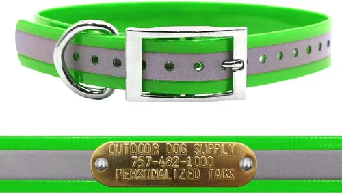 Miniatura 17 de Outdoor Dog Supply Collar de perro con anillo en D impermeable reflectante resistente de 1 pulgada para perros medianos y grandes con placa
