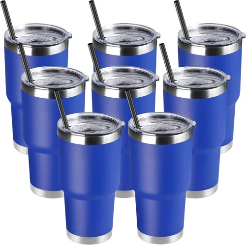 Miniatura 16 de DOMICARE Vaso de 30 oz con tapa y pajita, vasos de acero inoxidable a granel, aislado al vacío de doble pared para café, vaso duradero