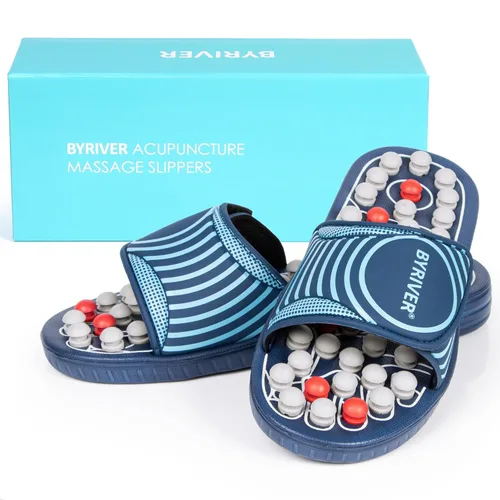 Miniatura 2 de BYRIVER - Zapatillas de masaje de acupuntura de primavera con masajeador de pies de tejido profundo, bola de masaje para alivio de neuropatía