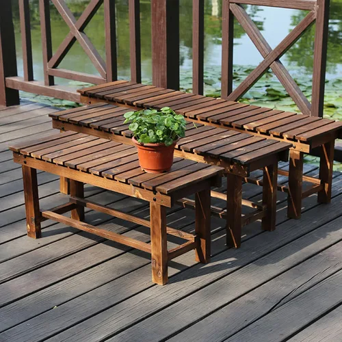 Miniatura 8 de Bancos de Jardín para Exteriores de 47.2'', Banco de Patio Resistente a la Intemperie, Asiento para Dos Personas, Banco sin Respaldo, Banco