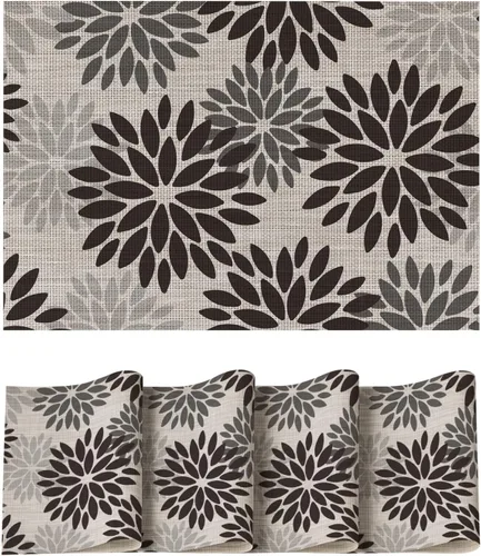 Miniatura 30 de Artoid Mode - Juego de 4 manteles individuales de vinilo con diseño floral, resistentes al calor, lavables, antideslizantes, de PVC, para decoración