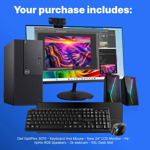 Miniatura 2 de Dell Procesador OptiPlex 3070 Tower Intel i5 de 9ª generación HC, 16 GB DDR4 RAM, SSD de 1 TB, GPU Quadro P620 de 2 GB, altavoces RGB, cámara web