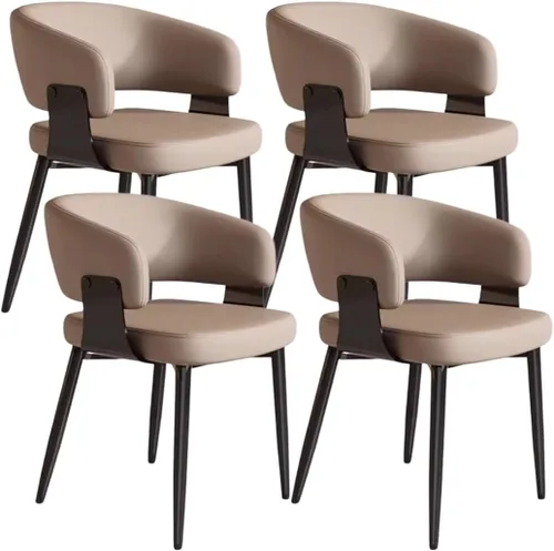 Miniatura 25 de YVYKFZD Juego de sillas de comedor, silla de comedor con patas de metal y respaldo curvo, sillas de cocina tapizadas de cuero, reposabrazos, silla