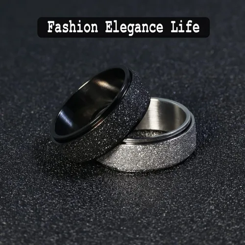 Miniatura 6 de Anillo giratorio antiestrés para mujeres y hombres, anillo de ansiedad de acero inoxidable para hombre, anillos de pulgar de 0.315 in de ancho