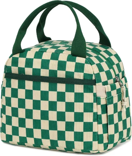 Miniatura 41 de Bluboon Bolsa de almuerzo para mujer, bonita bolsa de almuerzo de pana con correa para el hombro, reutilizable, aislada, gran capacidad