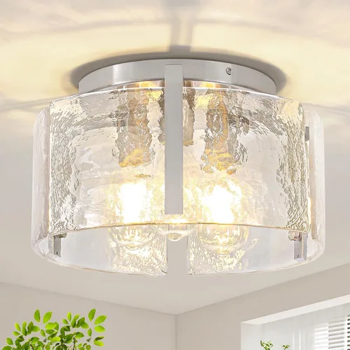 Miniatura 12 de Lámpara de techo semiempotrada moderna negra de 15 pulgadas, accesorios de iluminación de pasillo, 3 luces de techo de vidrio para entrada, isla