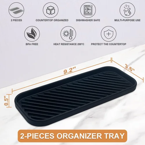 Miniatura 2 de Bandeja organizadora de silicona, soporte de jabón y esponja para fregadero de cocina, baño, bandeja de almacenamiento para cepillo de platos