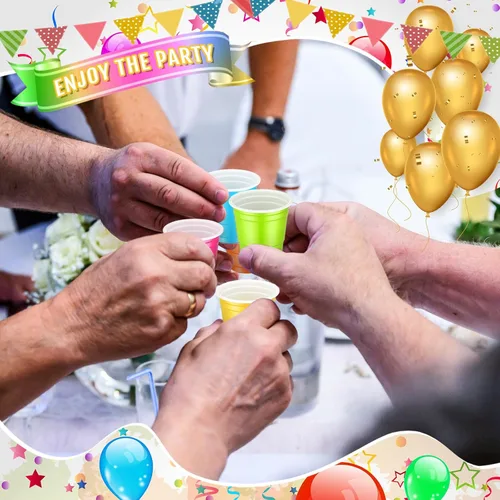 Miniatura 4 de Roshtia Paquete de 100 vasos de plástico de 2 onzas, mini vasos de chupito desechables de graduación de 2 onzas para fiesta de graduación, boda