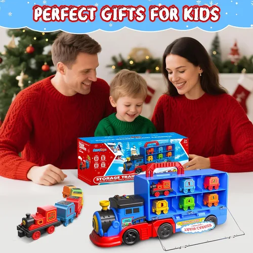 Miniatura 7 de AuroTops Juguetes para niños de 3, 4, 5, 6 años para niños, niña, niño, juguetes 2 en 1, camiones de juguete para niños pequeños, juego de tren