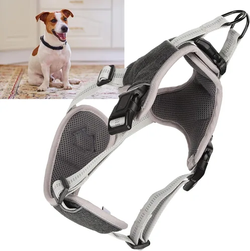 Miniatura 5 de Adjustable Dog Harness, Reflective No Pull Vest with Anti Break Design for Large Medium Dogs, Comfortable Polyester Nylon Chest Strap in Black (S)