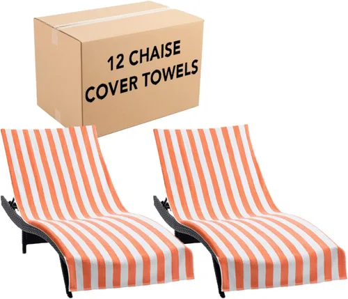 Miniatura 9 de Arkwright California - Funda para tumbona de playa, paquete de 2 - Toalla de algodón suave y a rayas estilo cabana con bolsillo para silla de playa
