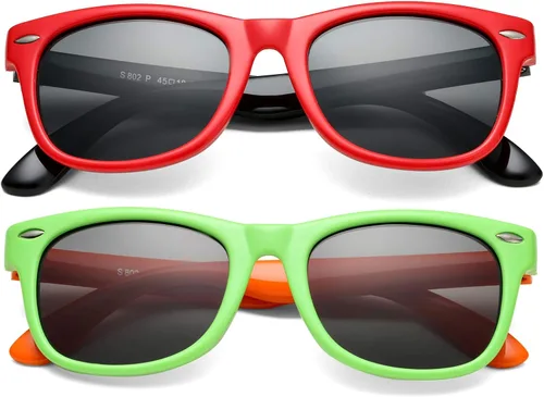 Miniatura 32 de Lentes de sol polarizados para niños y niñas, marco flexible irrompible TPEE con protección UV400 de 3 a 8 años