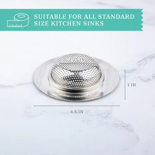 Miniatura 2 de Cesta coladora para fregadero de cocina, colador de drenaje de fregadero de acero inoxidable libre de óxido, paquete de 3 coladores de drenaje