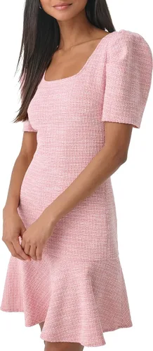 Miniatura 3 de Karl Lagerfeld Paris Vestido de tweed con cuello cuadrado y mangas abullonadas para mujer