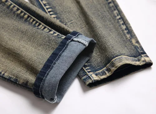 Miniatura 6 de AITITIA Jeans de corte recto lavado con cremallera para hombre