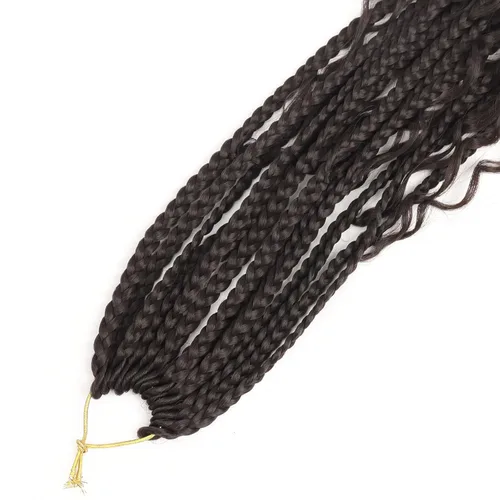 Miniatura 4 de LMZIM 18 Pulgadas Trenzas de Caja Bohemias 8 Paquetes Trenzas de Caja de Diosa Bohemia Cabello de Ganchillo con Puntas Rizadas Cabello de Ganchillo