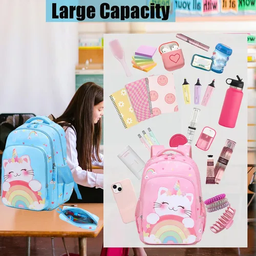 Miniatura 8 de Mochila de escuela primaria para niñas con lonchera, mochila de regreso a clases