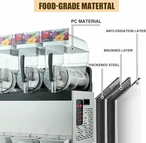 Miniatura 3 de 15/30L fabricante comercial de la máquina granizada, -3~-35.6 °F Slushie Maker Machine Ice Slush Juice Smoothie Drink Maker, CE/FCC/CCC (15L)