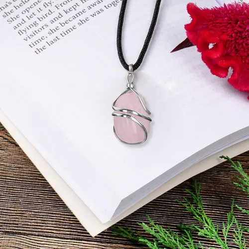 Miniatura 11 de PYOR Collar con colgante curativo de Reiki de cristal, gemas de buena suerte, prosperidad, riqueza, piedras preciosas naturales, collares de buena