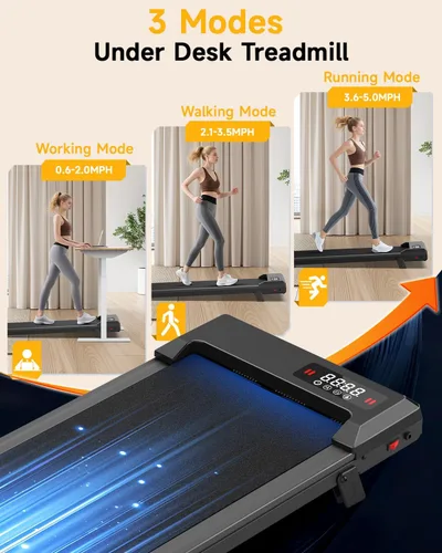 Miniatura 6 de Walking Pad Treadmill with Handle Bar,Walking Pad with Incline 8%,2.5HP Quiet Under Desk 320 lbs 2 in 1Treadmills for Home Office,Compact Foldable