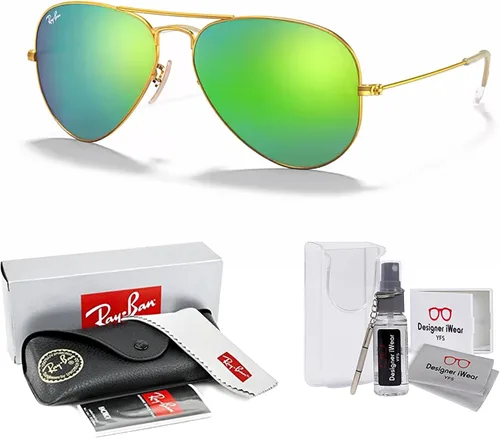 Miniatura 72 de Ray-Ban RB3025 - Lentes de sol de aviador de metal para hombre y mujer + paquete con kit de cuidado de gafas iWear de diseñador