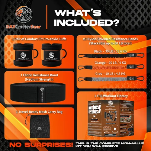 Miniatura 7 de Bandas de resistencia de tobillo con puños y bandas de resistencia de tela para entrenar – Set de entrenamiento en casa para piernas, glúteos, yoga
