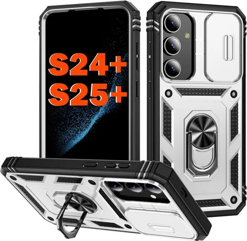 Miniatura 64 de PASNEW Funda para Samsung Galaxy S22 Ultra 5G, cubierta de cámara deslizante y soporte de dedo de metal giratorio de 360°, militar, resistente, a