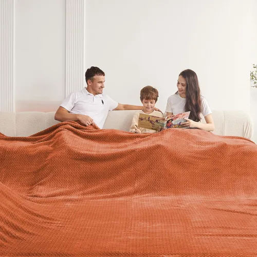 Miniatura 13 de Manta de vellón extragrande King de 120 x 120 pulgadas, manta de franela jacquard 3D sin costuras, suave y acogedora, 10'x10', extra grande