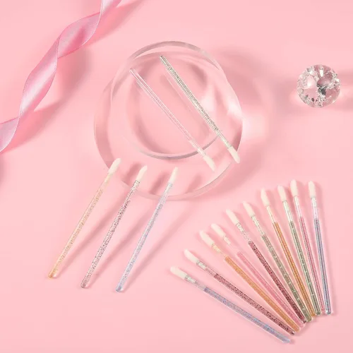 Miniatura 3 de 500 piezas desechables CrystaLip Brush aplicadores de brillo de labios, varitas de brillo de lápiz labial para cuidado de labios y kits