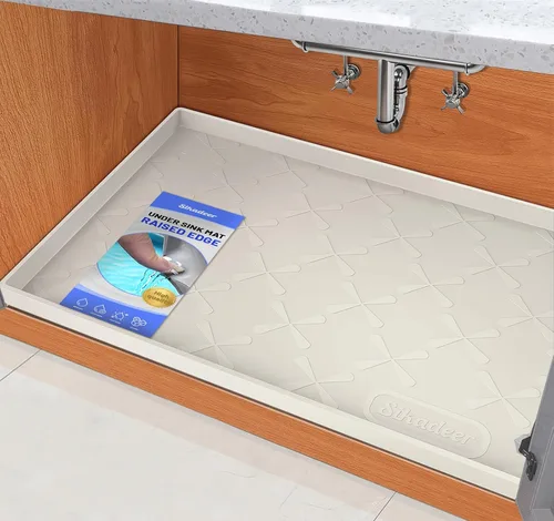 Miniatura 12 de SIKADEER Tapete impermeable de 19 x 19 pulgadas para debajo del fregadero, tapete de silicona para estante de cajones de cocina y revestimiento